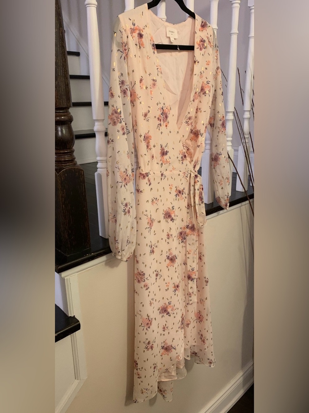 Everly Blush Floral Wrap Maxi Dress